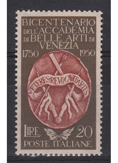 1950 Bicentenario dell'Accademia di belle Arti di Venezia  Perfetto non Linguellato 1 Val Sassone 632